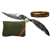 Pack Navaja Plegable Águila Albainox + Monedero Piel Vuelta Verde Caza + Pulsera Soy Cazador | Acero 3Cr13MoV | Set Regalo Cazador en Caja de Regalo (Águila)