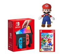 Pack Nintendo Switch - Modelo OLED (azul neón/rojo neón) Super Mario Bros. Wonder + Peluche de Mario
