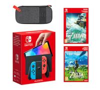Pack Nintendo Switch - Modelo OLED (azul neón/rojo neón) The Legend of Zelda: Tears of the Kingdom + The Legend of Zelda: Breath of the Wild