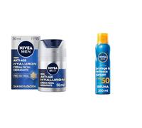 Pack NIVEA MEN Hyaluron Crema Hidratante Antiedad FP15 (1 x 50 ml) + NIVEA SUN Protege & Refresca Spray Bruma Solar FP50 (1 x 200 ml)
