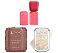 Pack Nyx Professional Makeup Buttermelt Blush, Getting Butta + Buttermelt Bronzer, Butta Biscuit + Buttermelt Highlighter, Bright & Butta