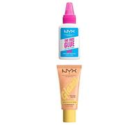 Pack Nyx Professional Makeup Primer Fijador Hidratante, The Face Glue + Base de Maquillaje Iluminadora Buttermelt Glaze, Tono 01 Whipped Butta