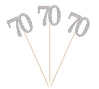 Pack of 10 Silver glitter 70th Birthday centerpiece Sticks Number Age 70 Table Topper Anniversary Pary Decorations