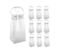 Pack Of 10 Wine Cooler Bag Ice Bag Transparent Pvc Portable Wine Bottle Cooler Bag Champagne Ice Bag with Handle