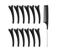 Pack Of 12 Hair Sectioning Clips for Women with 1 Pcs Antistatic Tail Comb Professional Hairdresser Clips for Salon Styling Care, Hair Dying Access