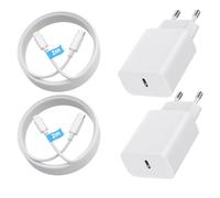 Pack of 2 20 W USB-C Fast Charger + 2 m USB-C to Light-Ning Fast Charging Cable Compatible with iPhone 15/14/13/12 Pro MAX Mini, Sam-Sung Galaxy S23/S22, Air Pods Pro, i-Pad - Compact White Plug