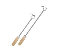 Pack of 2 Meat Hooks Kitchen Aid Wooden Handle Grill Press Stainless Steel