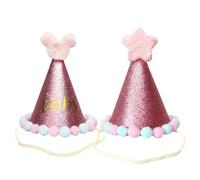 Pack of 2 Mini Party Hats for Cuddly Toys Birthday Hats for Cats Dogs Rabbits and Various Animal ， Children's Birthdays Accessories Festival Decoration Photo Prop，Exquisite Birthday Top Hat