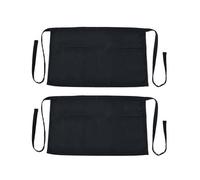 Pack Of 2 Waist Aprons, Black, Half Apron, Unisex Waiter's Apron with 3 Pockets, Short Cooking Apron for Chef, Waiter, Baker