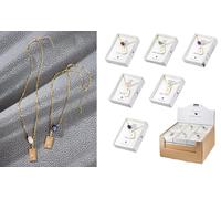 Pack of 24 Necklace, Dandelion motif, Semi-precious stone, blue, brown, green, purple, pink, white, PU 24, 6 assorted, W. 60 cm