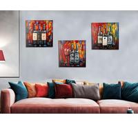 Pack of 3 GILDE Gallery, Image, square, Wine glass motif, Metal, red, PU 3, Assorted 3 times, L. 3 cm, W. 60 cm, H. 60 cm