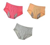 Pack Of 3 Period Pants Menstrual Underwear For Teens Girls Heavy Flow Extra Protection Postpartum Briefs Comfy Knickers Breathable Panty Pink/yellow/Grey 7Xl