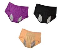 Pack Of 3 Period Pants Menstrual Underwear For Teens Girls Heavy Flow Extra Protection Postpartum Briefs Comfy Knickers Breathable Panty Purple/Black/yellow 8Xl