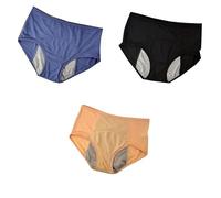 Pack Of 3 Period Pants Teenage Girls Menstrual Cotton Briefs Heavy Flow Absorbent Leak Proof Crotch Hipster Panty Sporty Underwear Soft Knickers Blue/Black/yellow L