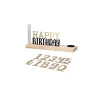 Pack of 3 Tealight candle holder, Lettering, Wood, natural colors, PU 3, L. 10 cm, W. 30 cm, H. 10 cm