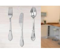 Pack of 3 Wall object, Cutlery, Aluminum, silver colored, PU 3, Assorted 3 times, L. 11 cm, W. 17 cm, H. 94 cm