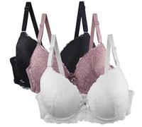 Pack of 3 Women's Bra Set Bra Set Comfortable Lace Bra with Adjustable Straps Elegant Underwear for Everyday and Leisure Multicoloured Bras Damen Kleidung, azul celeste, 90C
