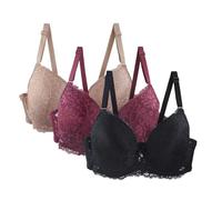 Pack of 3 Women's Bra Set Bra Set Comfortable Lace Bra with Adjustable Straps Elegant Underwear for Everyday and Leisure Multicoloured Bras Damen Kleidung, azul, 80C