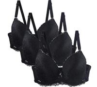 Pack of 3 Women's Bra Set Bra Set Comfortable Lace Bra with Adjustable Straps Elegant Underwear for Everyday and Leisure Multicoloured Bras Damen Kleidung, Negro , 105C