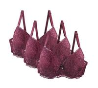 Pack of 3 Women's Bra Set Lace Up Bra Set Comfortable Lace Bra with Adjustable Straps Elegant Underwear for Everyday and Leisure Multicoloured Bras Top mit Spitze, Rosa., 95C