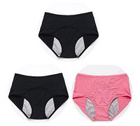 Pack Of 3 Women'S Period Panties Menstrual Underwear Leak Proof Crotch Cotton Breathable Comfy Briefs Basic Multipack 5Xl