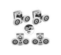 Pack of 4 Double Rollers for Shower Sliding Doors, 2 Wheels 23mm Diameter, Zinc Alloy, for Bathroom, VHV