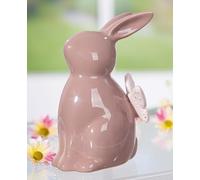 Pack of 4 Figure, Bunny, Butterfly motif, Porcelain, brown, PU 4, L. 7 cm, W. 11 cm, H. 14 cm