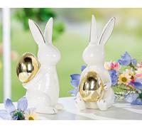 Pack of 4 Figure, Bunny, Egg motif, Porcelain, white, PU 4, 2 assorted, L. 10 cm, W. 7 cm, H. 16 cm