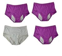 Pack Of 4 Period Pants Women'S Cotton Briefs Teenage Girls Stretchy Underwear Heavy Flow Leak Proof Crotch Absorbent Menstrual Panty Comfortable Multipack 8Xl