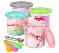 Pack of 4 Recipientes de Helado para Ninja Creami, Contenedores de Helado con Tapas y 4 Bolas, Sin BPA Recipiente Casero Apto para Lavavajillas, para Ninja Creami Ice Cream Maker NC299, NC300, NC301