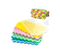 Pack of 4 silicone ice cube molds with 37 compartments and lid, space-saving and stackable, BPA-free, quick-release