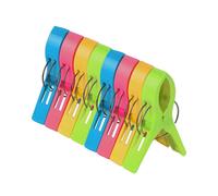 Pack Of 8 Large Bright Colour Plastic Beach Towel Pegs Clips for Sunbed - Holiday Essentials - Towel Holder Grips for Deck