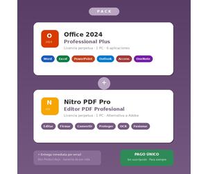 Pack Office 2024 Professional Plus + Nitro PDF Pro 10 para Windows