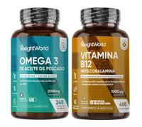Pack Omega 3 2000mg + Vitamina B12 1000mcg - 450 Comprimidos | 660mg EPA/440mg DHA de Anchoa + Metilcobalamina para +1 Año - Perlas y Comprimidos Sin OGM ni Gluten