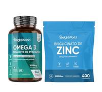 Pack Omega 3 2000mg + Zinc Bisglicinato 25mg - 400 Comprimidos Veganos | 660mg EPA/440mg DHA de Anchoa + 1 Año de Suministro de Zinc - Sin OGM ni Estearato de Magnesio