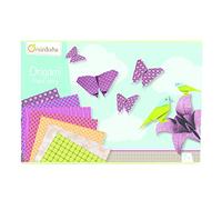 AVENUE MANDARINE - Caja creativa Origami - Kit de iniciación origami para niños a partir de 7 años - 20 hojas origami de 15 x 15 cm bicolor + 20 hojas de 20 x 20 cm con motivos - A partir de 7 años
