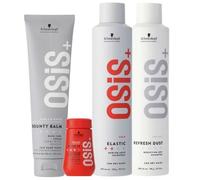 Pack Osis+ rizos impecables y fijación Bounty Balm 150 ml + Dust It 10 g + Elastic 300 ml + Refresh Dust 300 ml