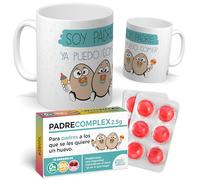 Pack Padre Original | Taza divertida + caramelos PADRECOMPLEX | Regalo Día del Padre, cumpleaños o papá primerizo | Detalle gracioso y con mucho huevo