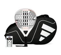 Pack Pala de Pádel Adidas Match Light 3.3 Blanca + Paletero Adidas Control Negro y Blanco + Protector y Overgrip ShockOut, Pala Pádel en Forma Lágrima, Amplia Superficie de Golpeo, para Iniciación