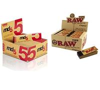Pack Papel de fumar KING SIZE NATURAL + FILTROS RAW CARTÓN TIPS. Lote caja de papel de fumar largo + caja de filtros tabaco de liar cartón raw.