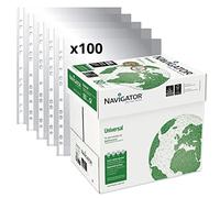 Pack Paquete de 2500 Folios Navigator Universal A4 80gr + 100 Fundas Multitaladro Plástico