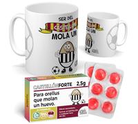 Pack para Aficionados | Ser del Castellón Mola un Huevo | Taza + Caramelo formato blister | Mensaje Perfecto Aficionados | Idea de Regalo Fútbol | Taza de Desayuno Especial 350 ML
