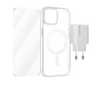 Pack para iPhone 15 Plus Funda Cristal templado Cargador USB-C 20W