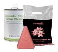 Pack Pastillas Ceras Depilatorias Baja Fusión 1kg + Limpiador Cítrico para Eliminar los Restos de Cera de Aparatos de Uso Profesional 500ml (Rosa)