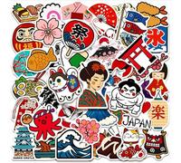 Pack Pegatinas Japón Vinilo Sakura Monte Fuji Torii Linterna Olas Comida Pegatinas Japonesas Tradicionales Estéticas para Portátil Botella Diario Cuaderno Scrapbook Decoración Manualidades