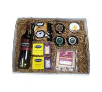 Pack Picoteo 5 - cesta gourmet con Vino tinto ribera del duero La Planta, 4 variedades de cremas de quesos, conservas de pescado gourmet y picos de pan ideal para regalos