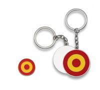 Pack Pin y Llavero Escarapela Bandera de España | Diseño Redondo en Aleación Zamak con Esmalte a Color | Pin 2 cm Diámetro y Llavero 10 cm Longitud Total | Orgullo Nacional y Patriótico | Complemento