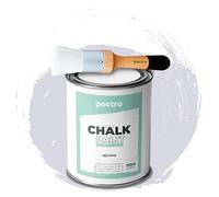 PACK Pintura a la tiza para muebles 750 ml + pincel especial para pintura Chalk Paint - Barniz efecto tiza natural - Pintura para madera (gris claro)