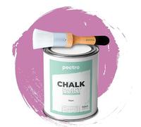 Pack Pintura a la tiza para muebles, 750 ml + pincel especial para pintura Chalk Paint, barniz para muebles, efecto tiza natural, color para madera (morado)