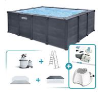 Pack piscina desmontable rectangular graphite gray panel 4 metros 6 accesorios